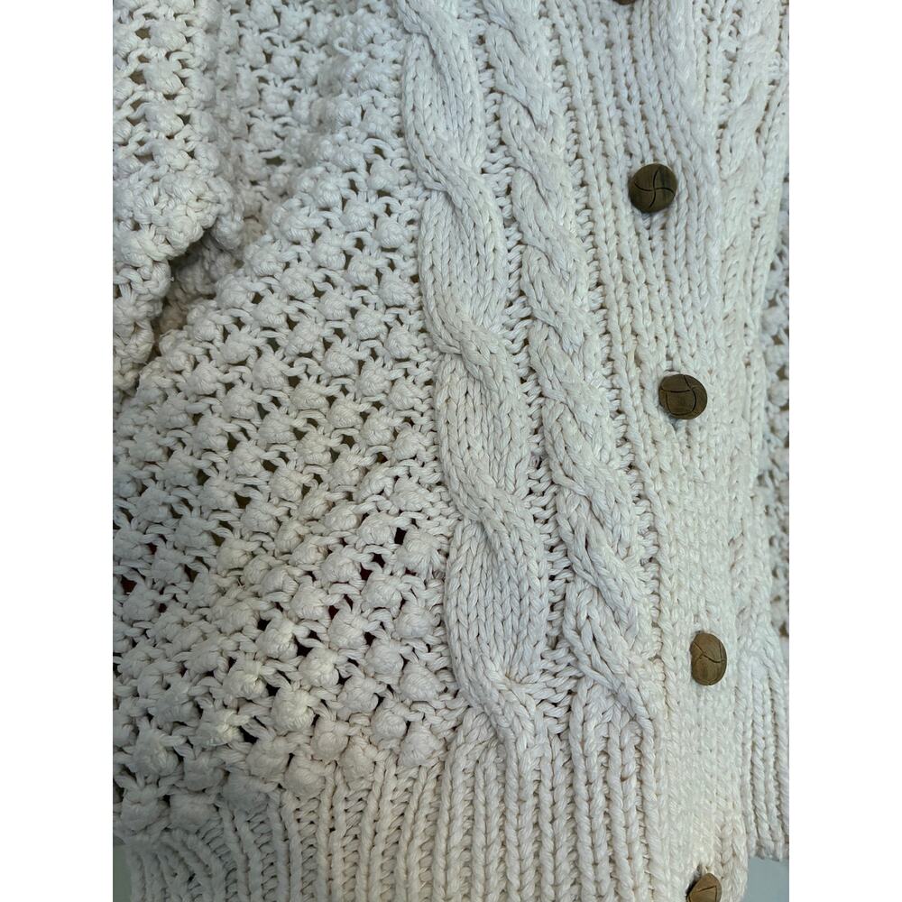 Cotton cable knit cropped cardigan sweater - Picture 3 of 5